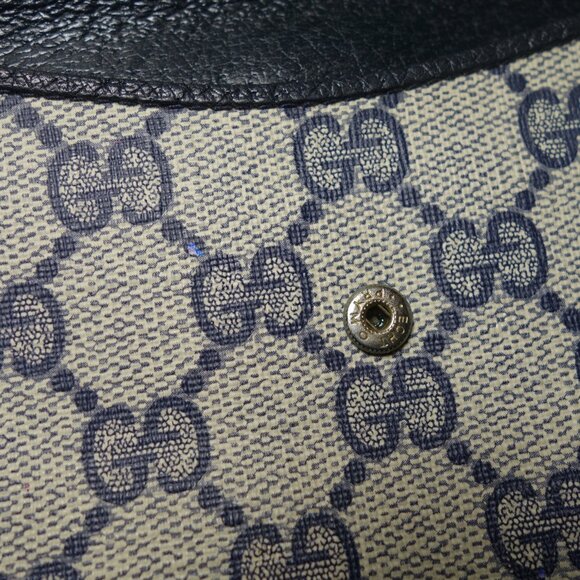 Vintage Gucci GG Blue Monogram Sherry Bi-Fold Long Wallet, Size 4.25 in x 7.5 in - Picture 11 of 16